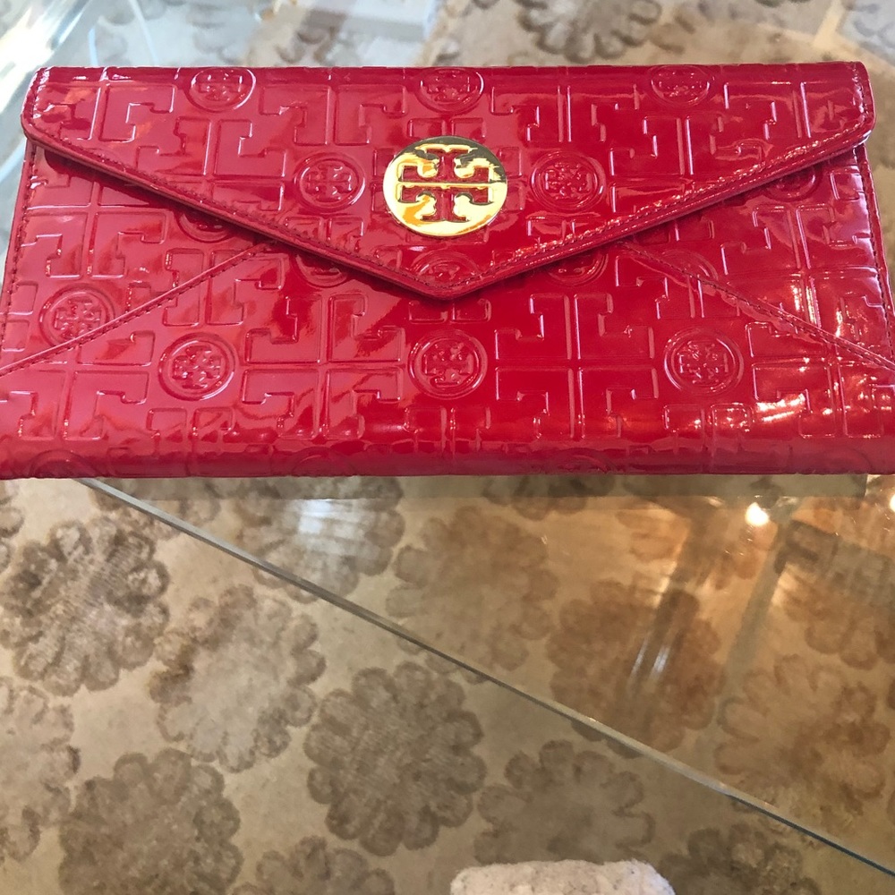 Tory Burch Red Patent Envelope Clutch